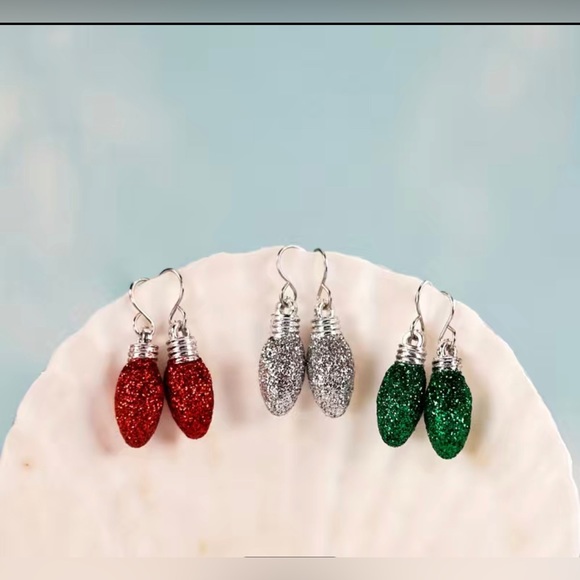 3 Pairs Sparkling Christmas Light bulb Drop Earrings. - Picture 3 of 3